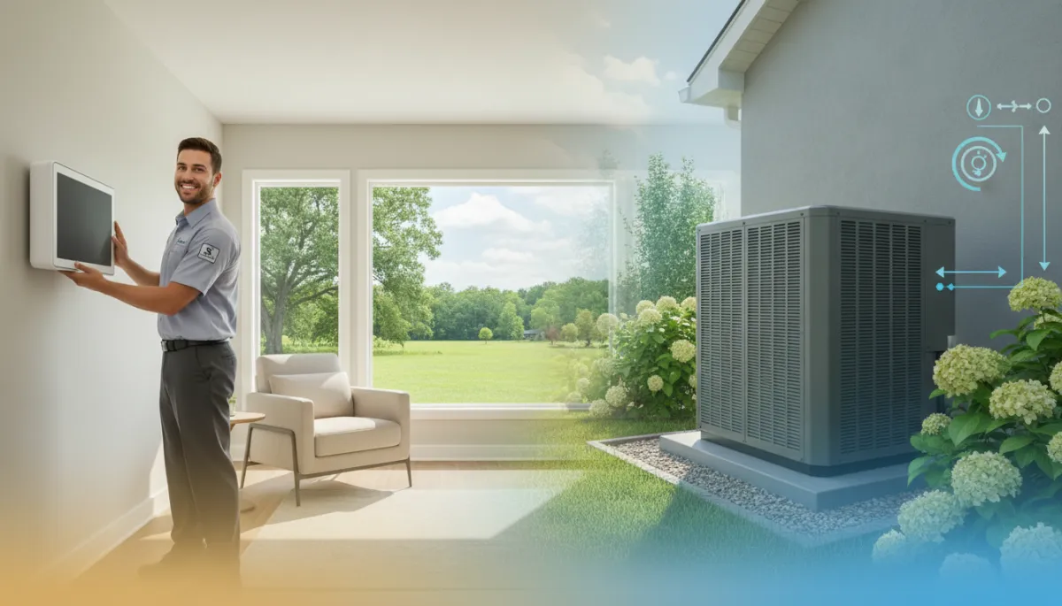 Diagram explaining how a residential heat pump moves heat in and out of a home