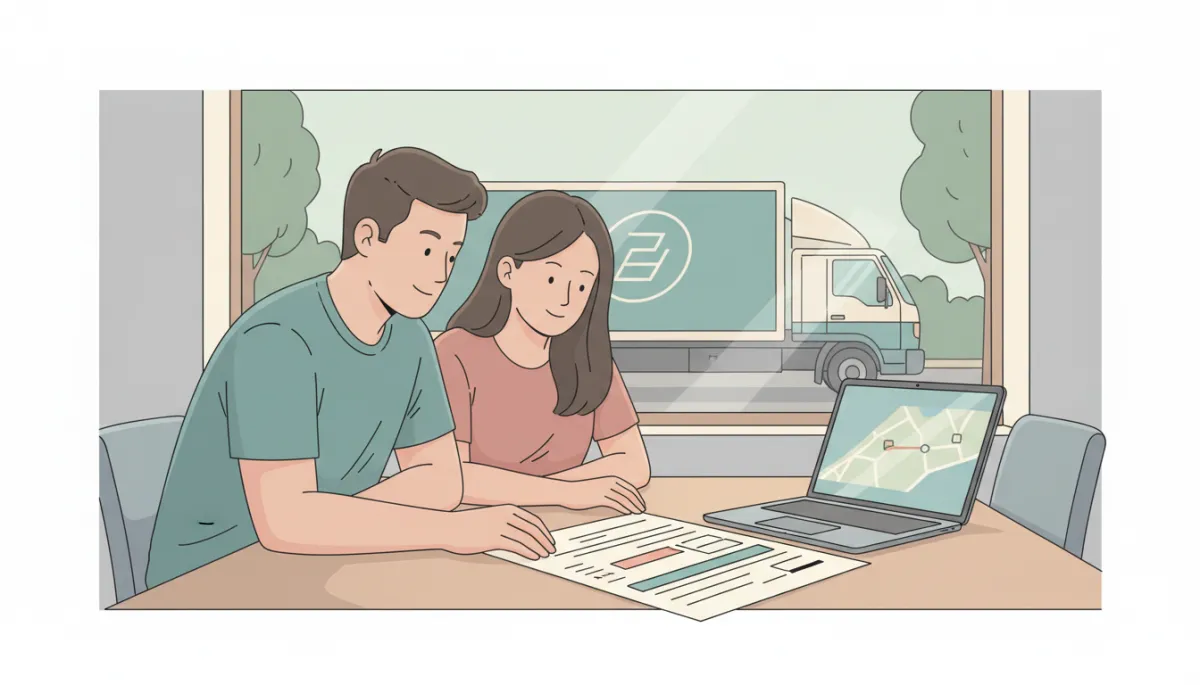 Couple reviewing a moving quote at home in Melbourne