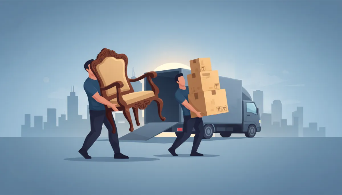 Melbourne furniture removalists carrying a large wrapped sofa