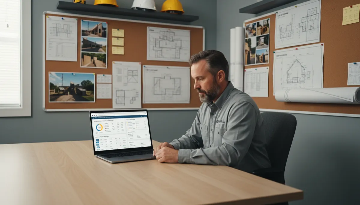 Contractor using a CRM dashboard to review subcontractor payment history