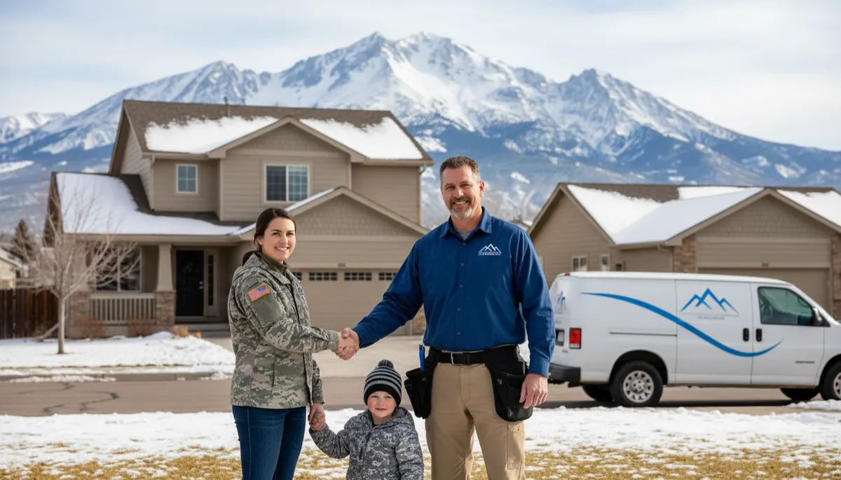 Plumber building trust with a military family in Colorado Springs neighborhood Plumber building trust with a military family in Colorado Springs neighborhood