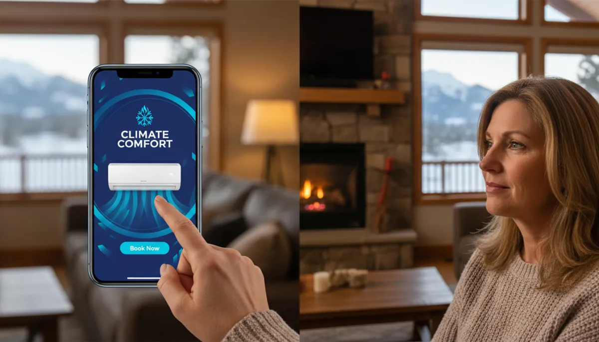 Homeowner engaging with a high-performing HVAC Facebook ad on a smartphone
