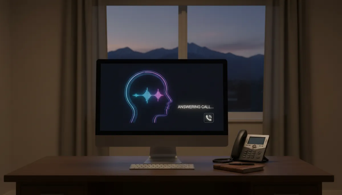 Empty contractor office with AI handling after-hours calls Empty contractor office with AI handling after-hours calls