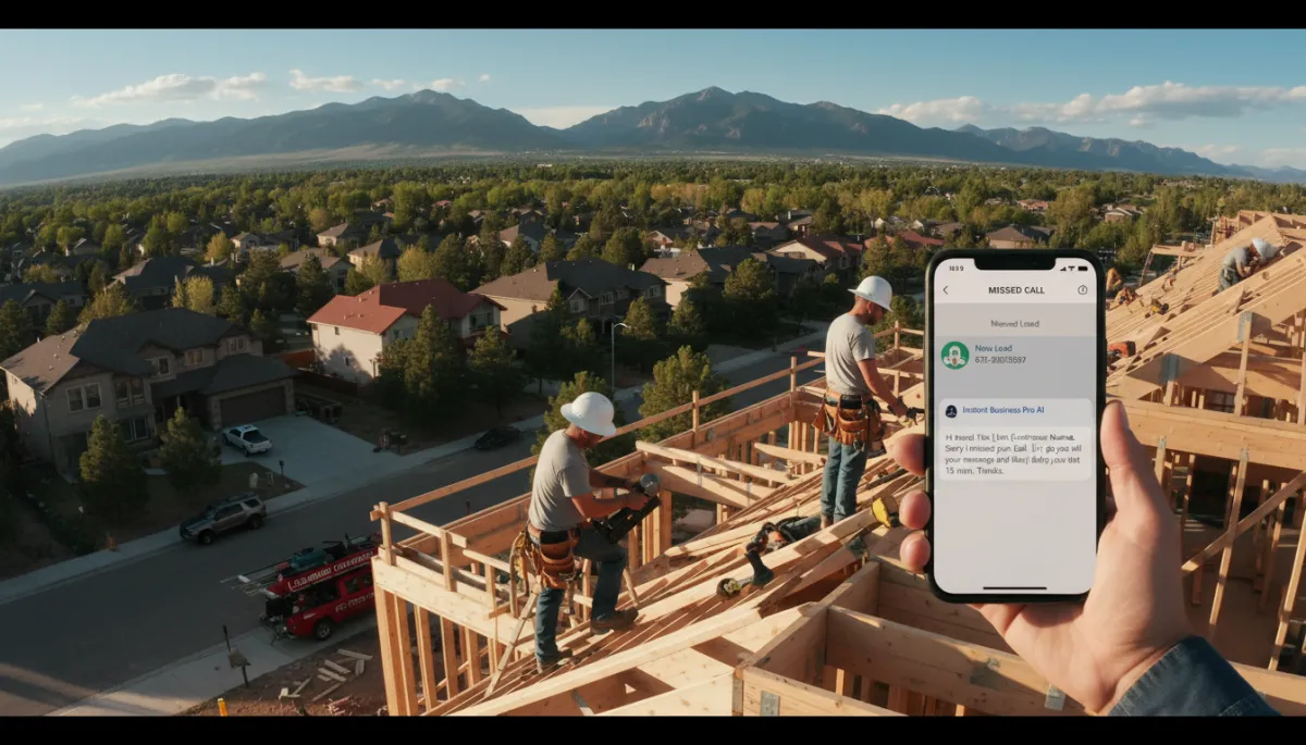 Colorado contractor on job site missing calls while AI automation responds instantly to new lead