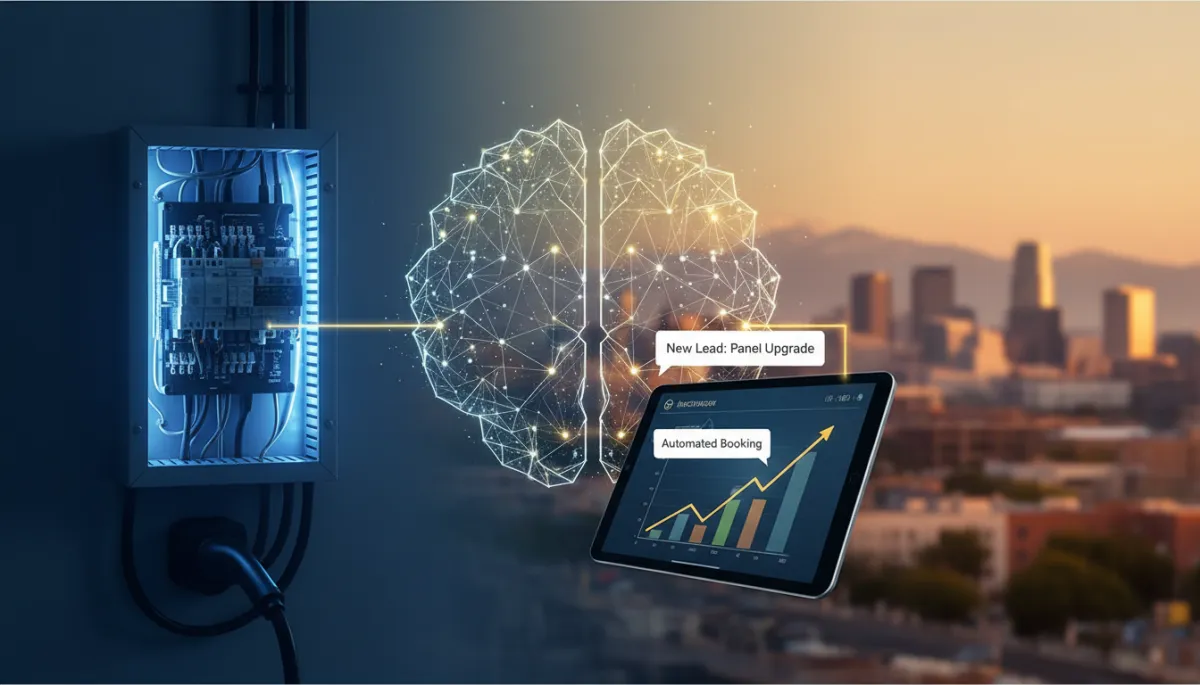 Electrician capturing panel upgrade leads using AI tools on a smartphone