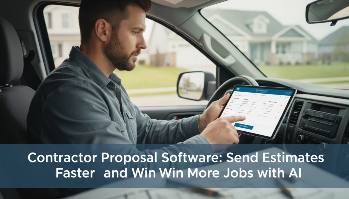 Contractor sending a digital proposal with e-signature to a homeowner on a tablet