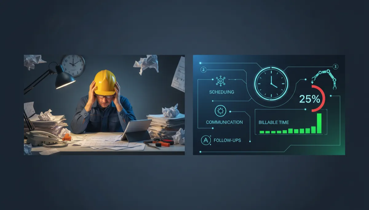 HVAC technician reviewing an AI-powered scheduling dashboard to reclaim billable work hours