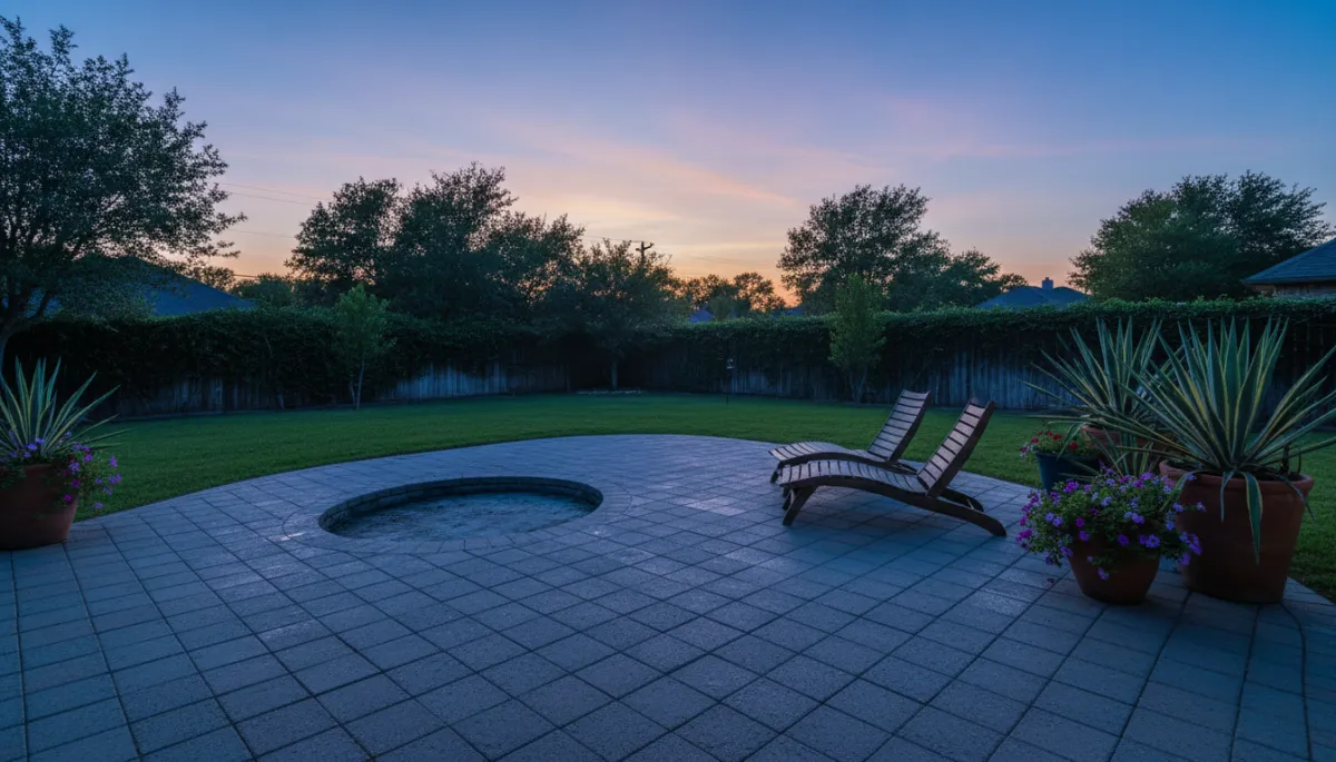Clean Cedar Park patio after hot tub removal with open space and chairs