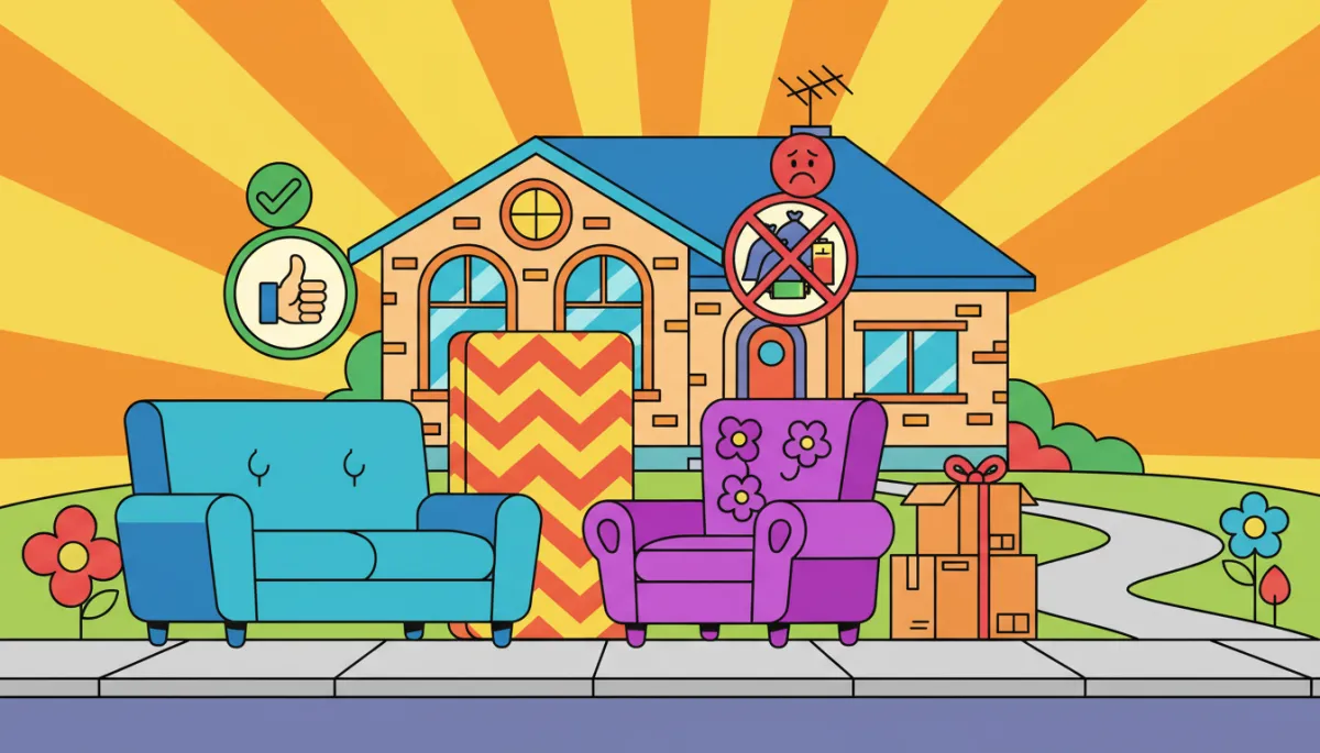 Illustration of acceptable bulky items arranged for curbside pickup in Hutto