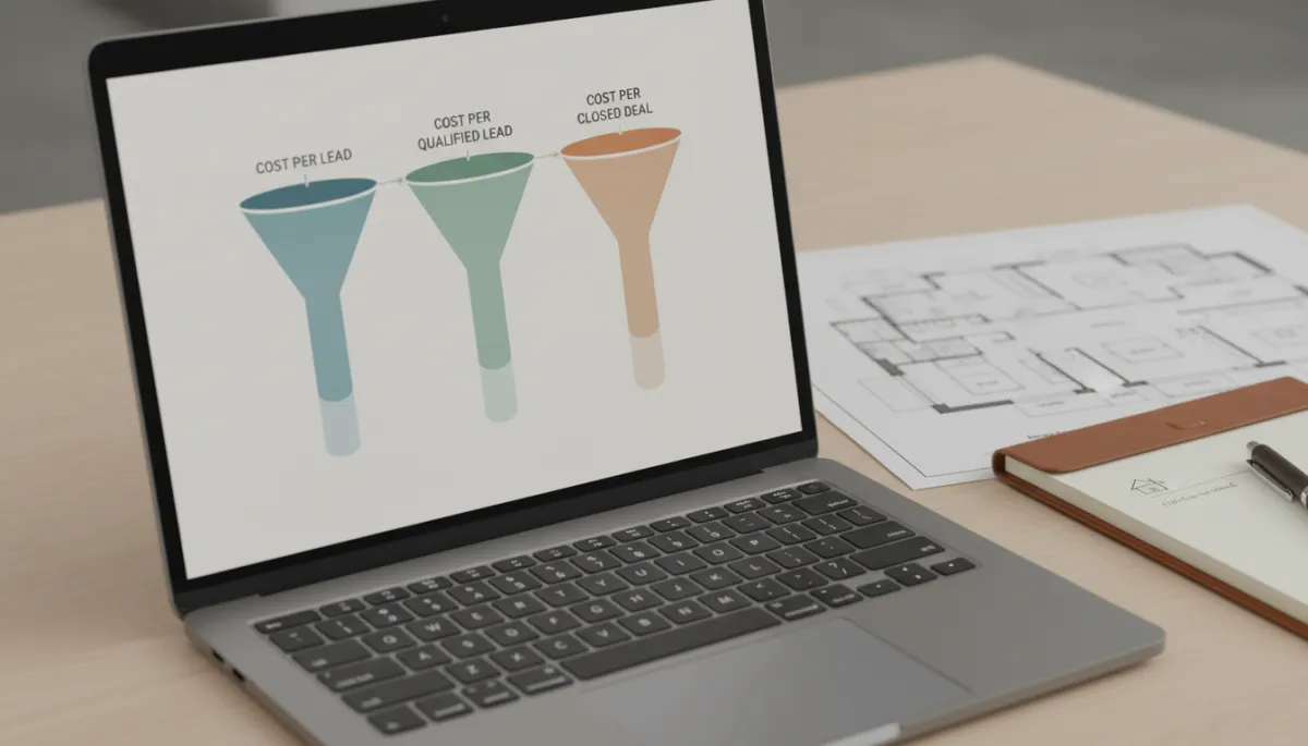 Analytics dashboard showing real estate marketing funnel metrics