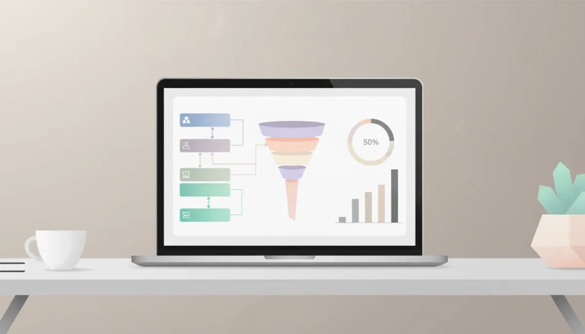 Laptop showing automated revenue and financial efficiency dashboard in a professional workspace