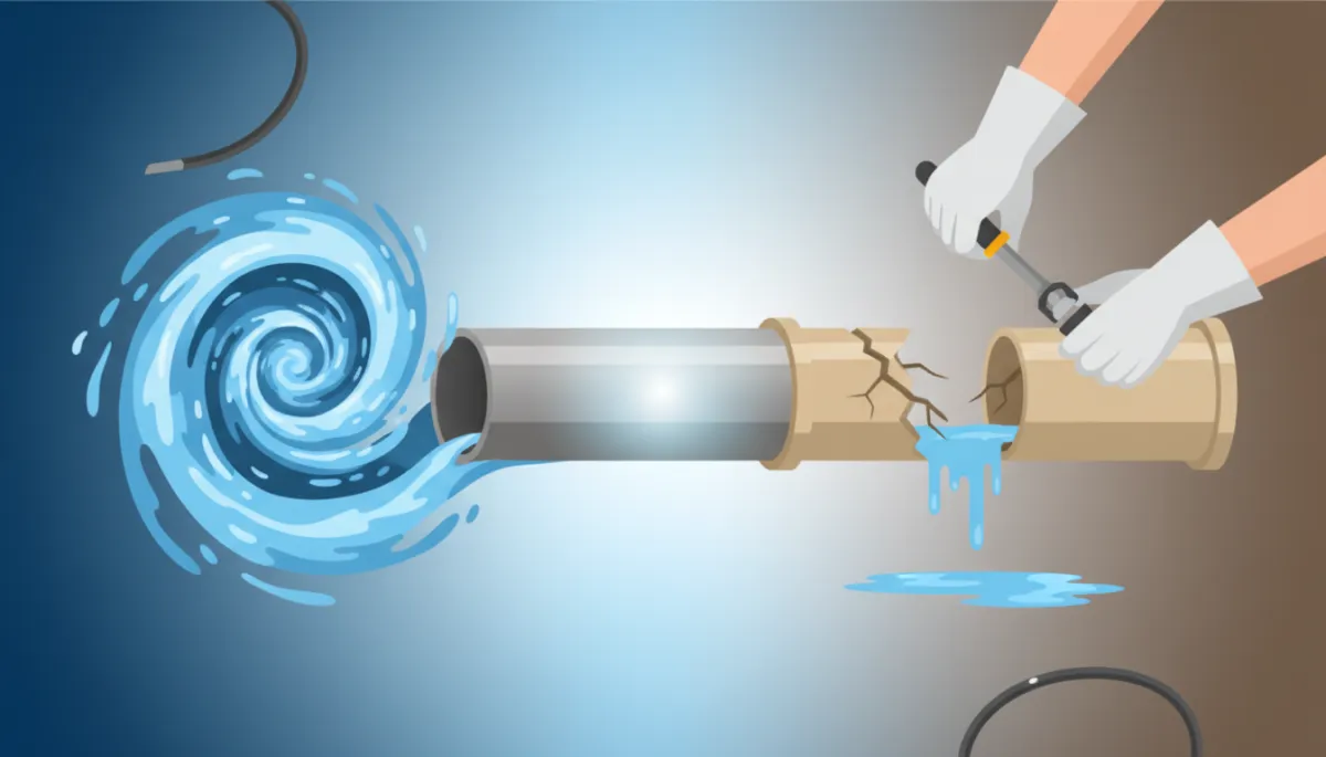 Licensed plumber inspecting household drain with professional tools