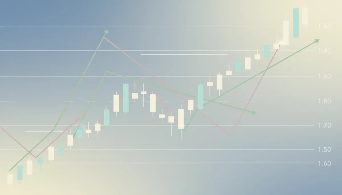 Gráfico de forex con líneas de tendencia y niveles de soporte y resistencia marcados