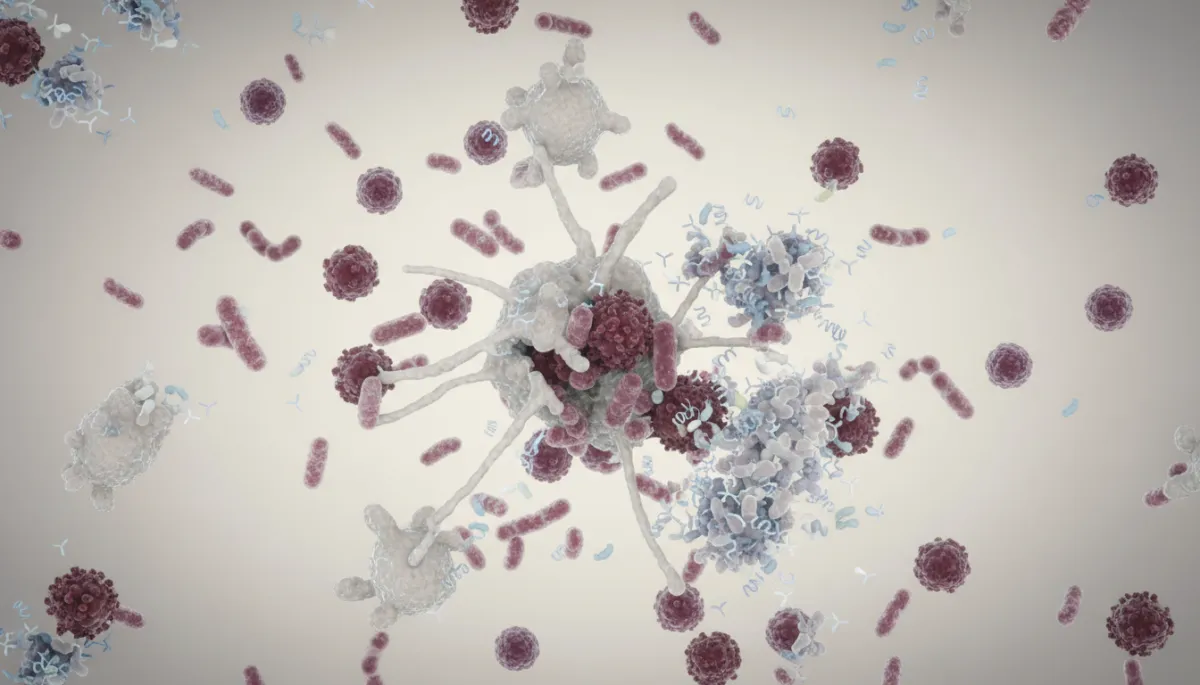 Immune cells responding to pathogens in a balanced way
