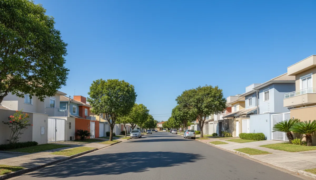 Bairro residencial em Maringá com fachadas bem cuidadas