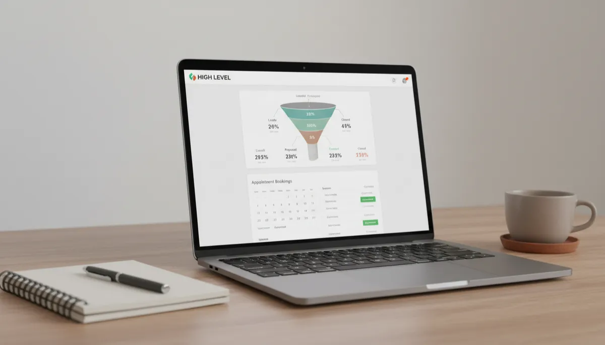 High Level dashboard showing funnel performance and appointment growth