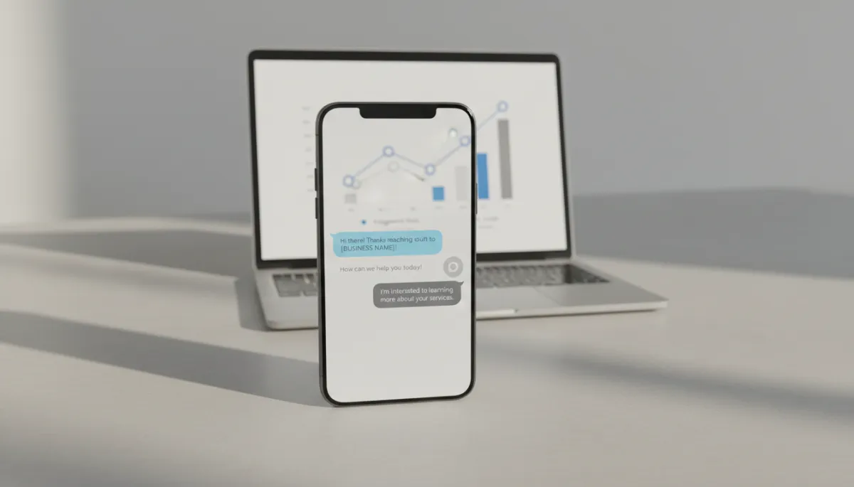Phone screen showing automated text back conversation with a new lead Phone screen showing automated text back conversation with a new lead
