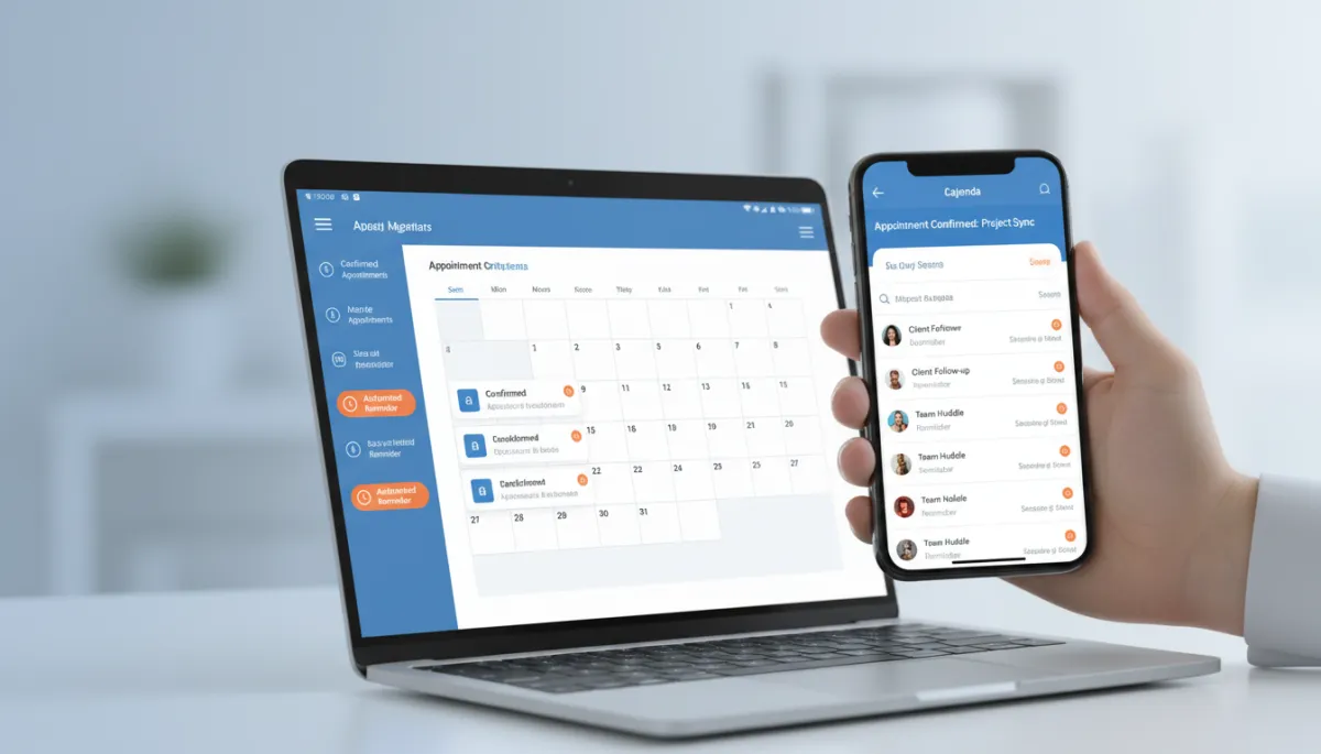 Online booking calendar showing automated appointments and reminders