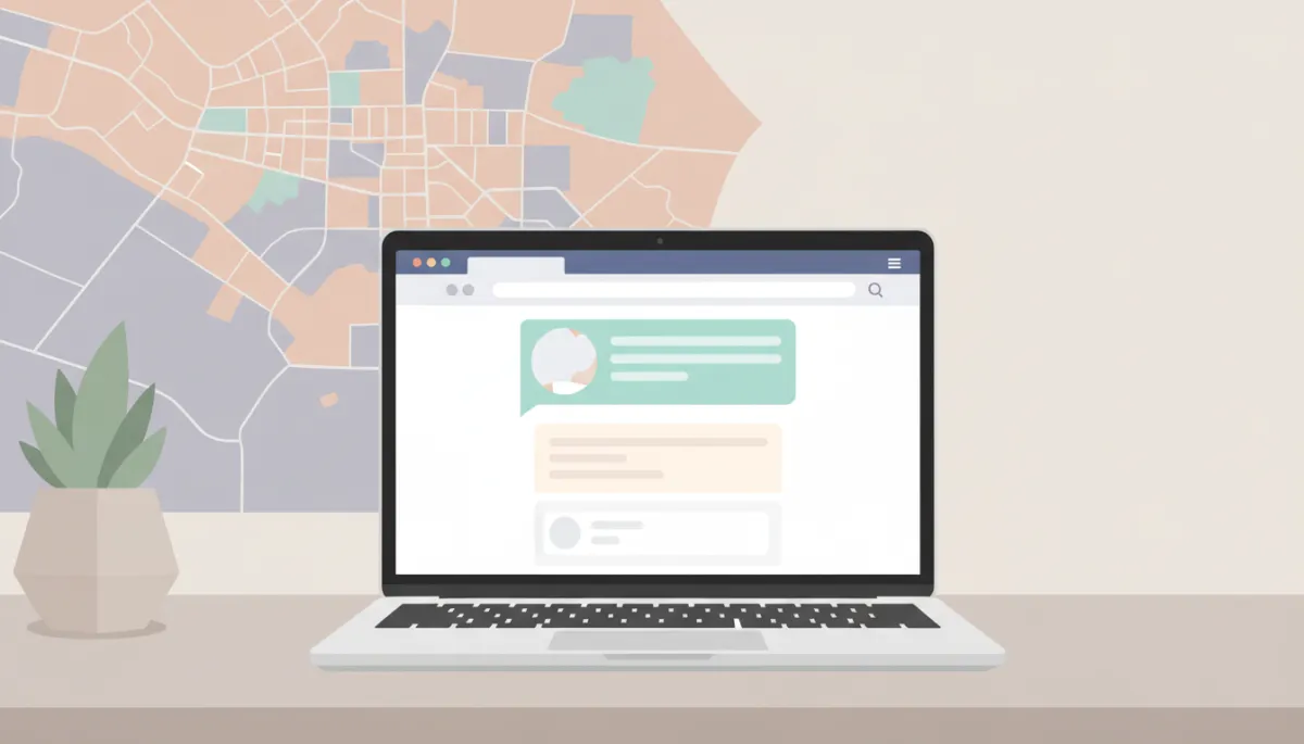 Laptop displaying an AI chatbot conversation for a local business