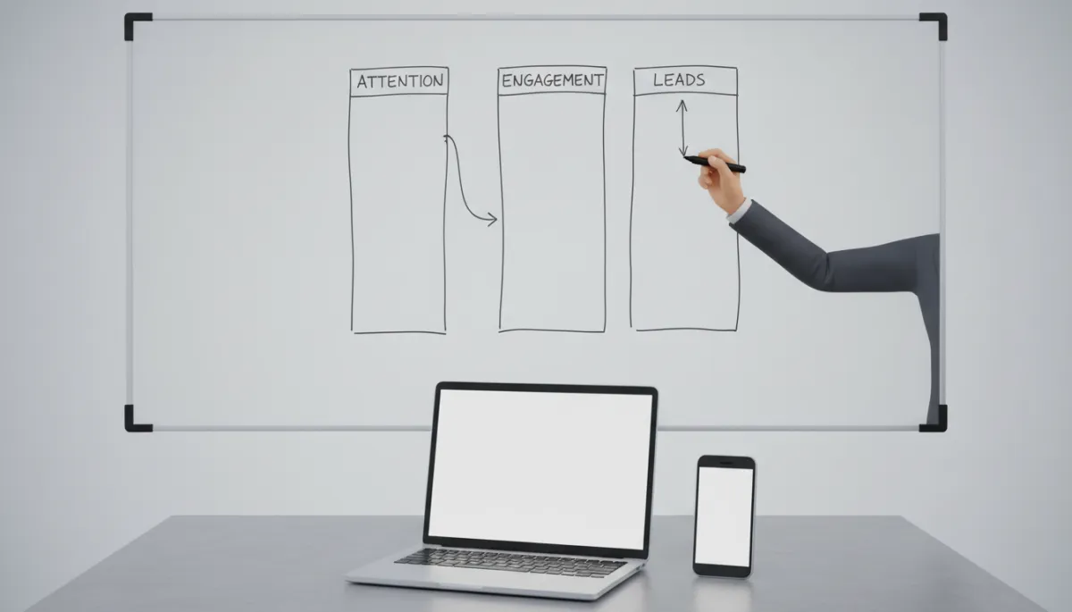 Marketer planning a small business social media funnel from attention to leads