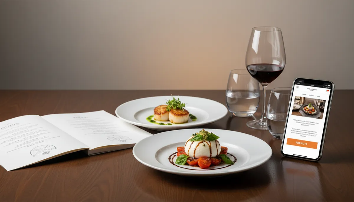 Cliente che consulta il sito del ristorante con pulsante prenota ben visibile