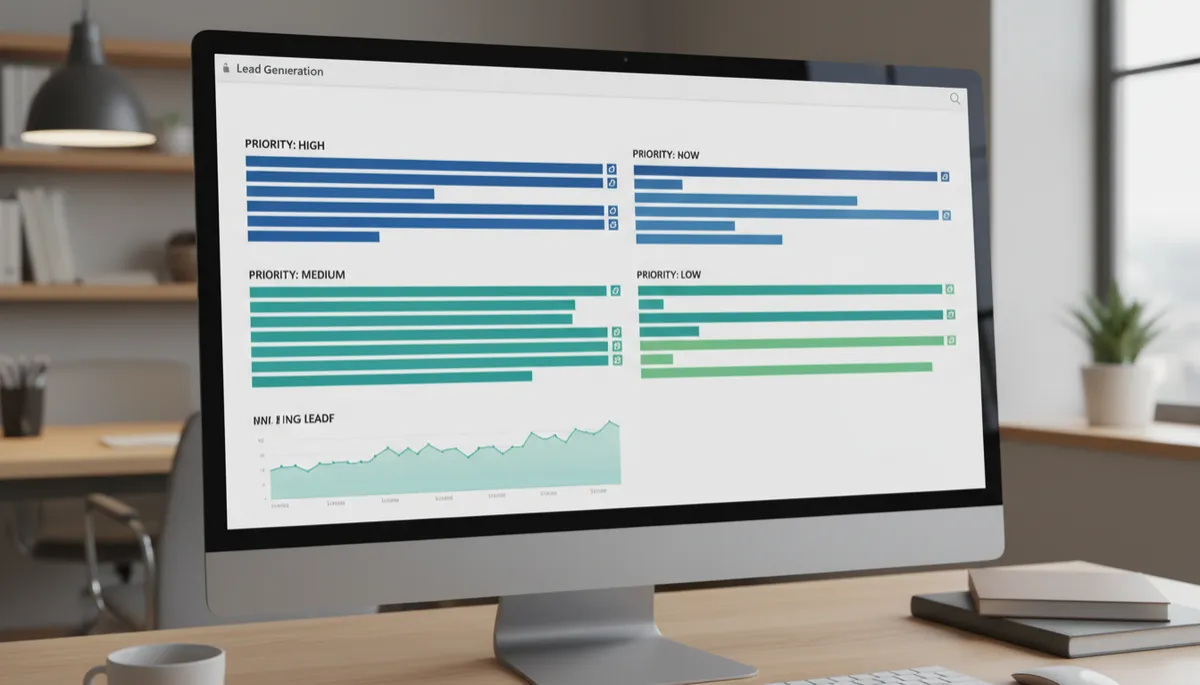 Dashboard professionale che mostra lead qualificati in arrivo e stato del follow-up