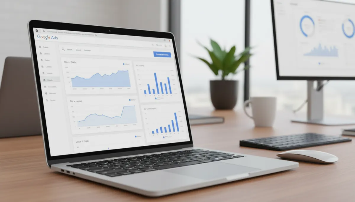 Dashboard Google Ads con grafici di clic e conversioni