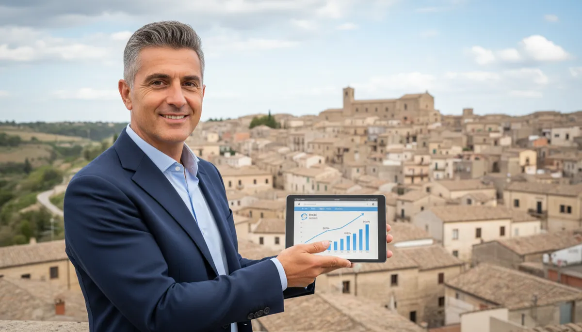 Imprenditore dell'entroterra materano che analizza i risultati del marketing digitale