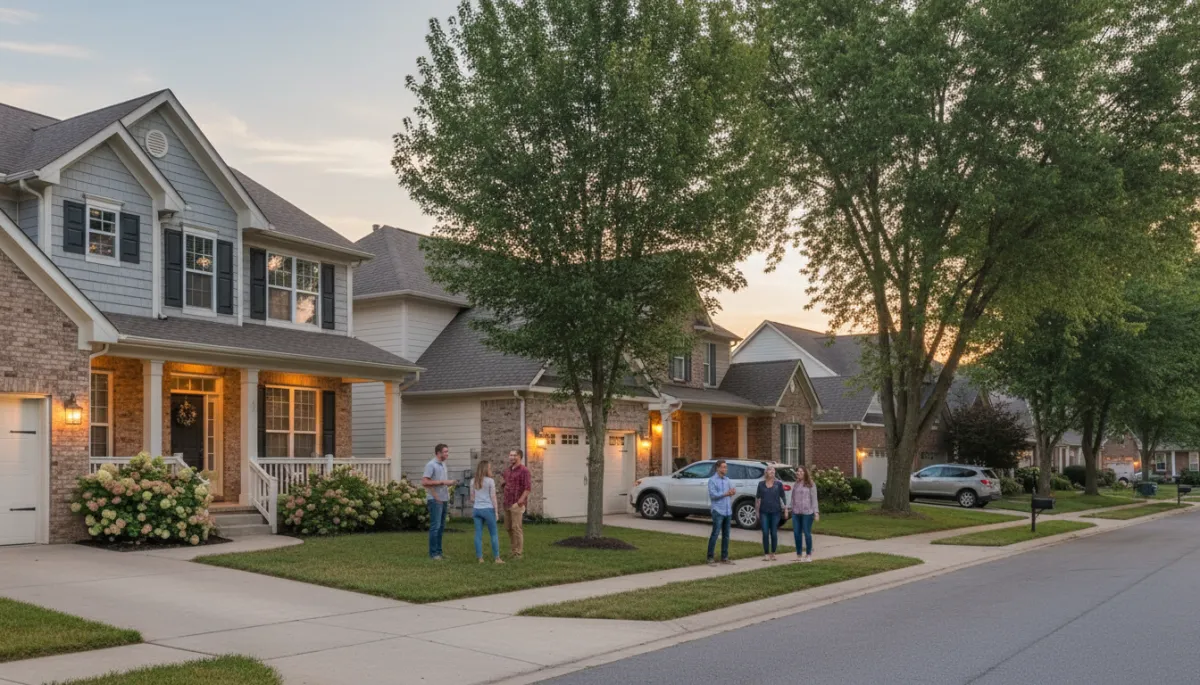 Quiet Warrenton neighborhood with neighbors enjoying a weekend evening