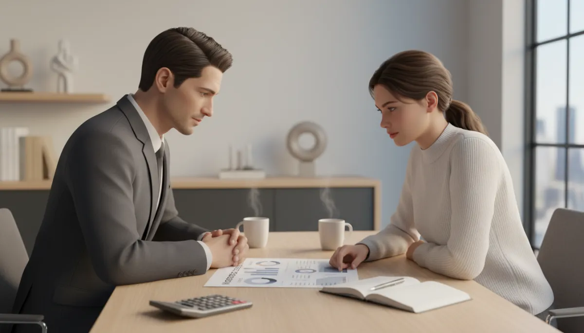 Advisor and homeowner comparing mortgage rate options in a meeting