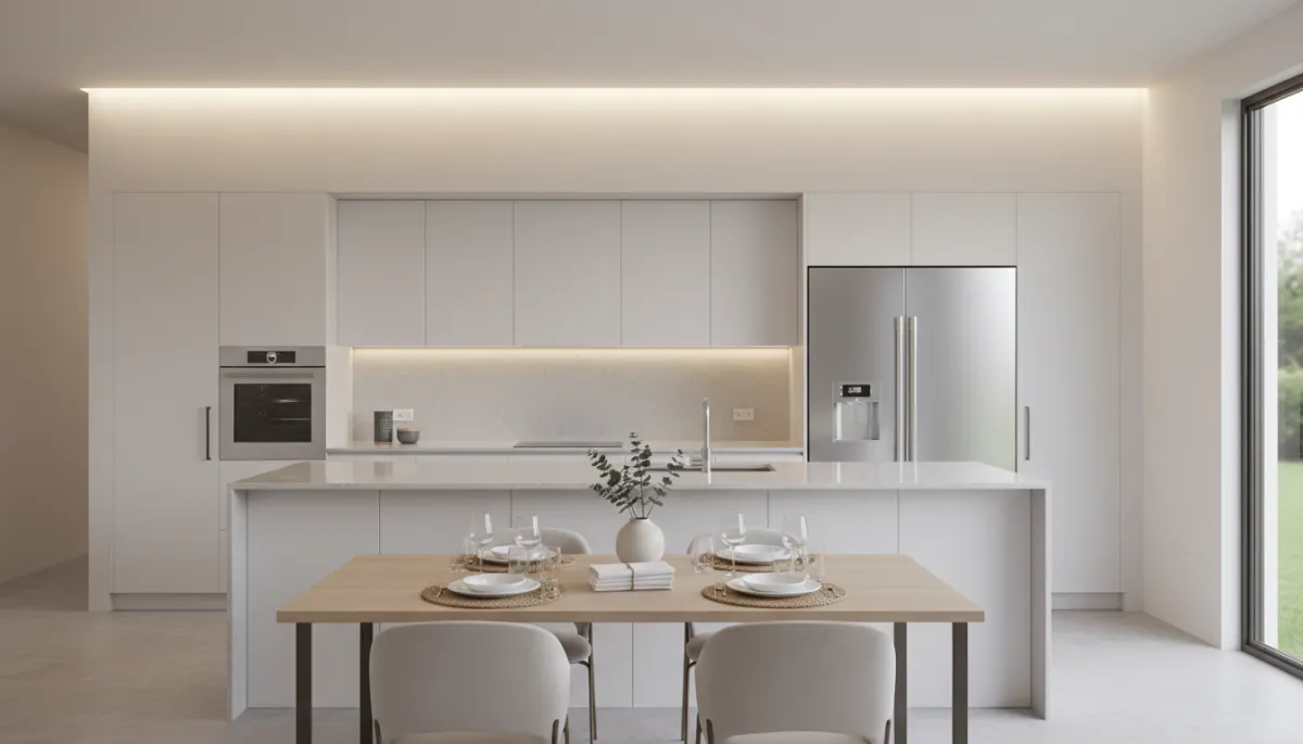 Clean, decluttered kitchen and dining area ready for a home showing