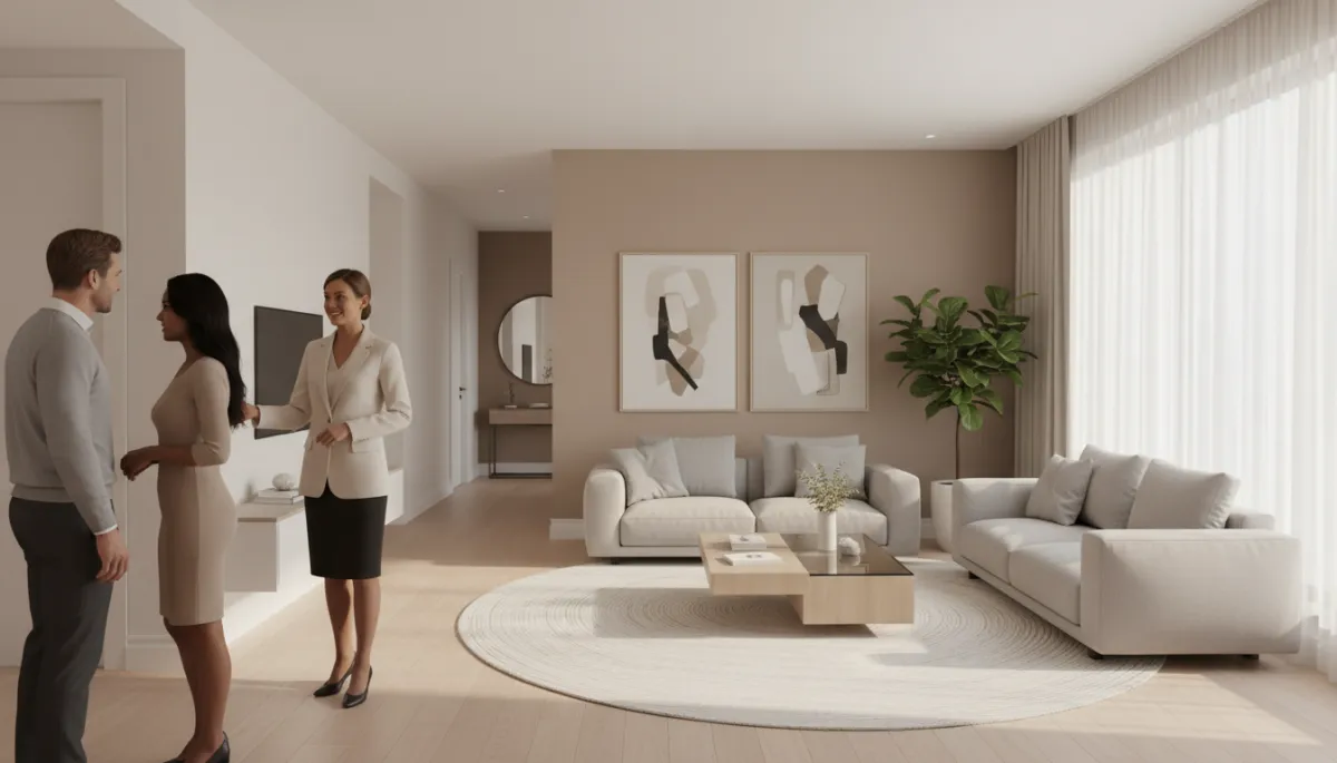 Staged living room set up for a professional open house