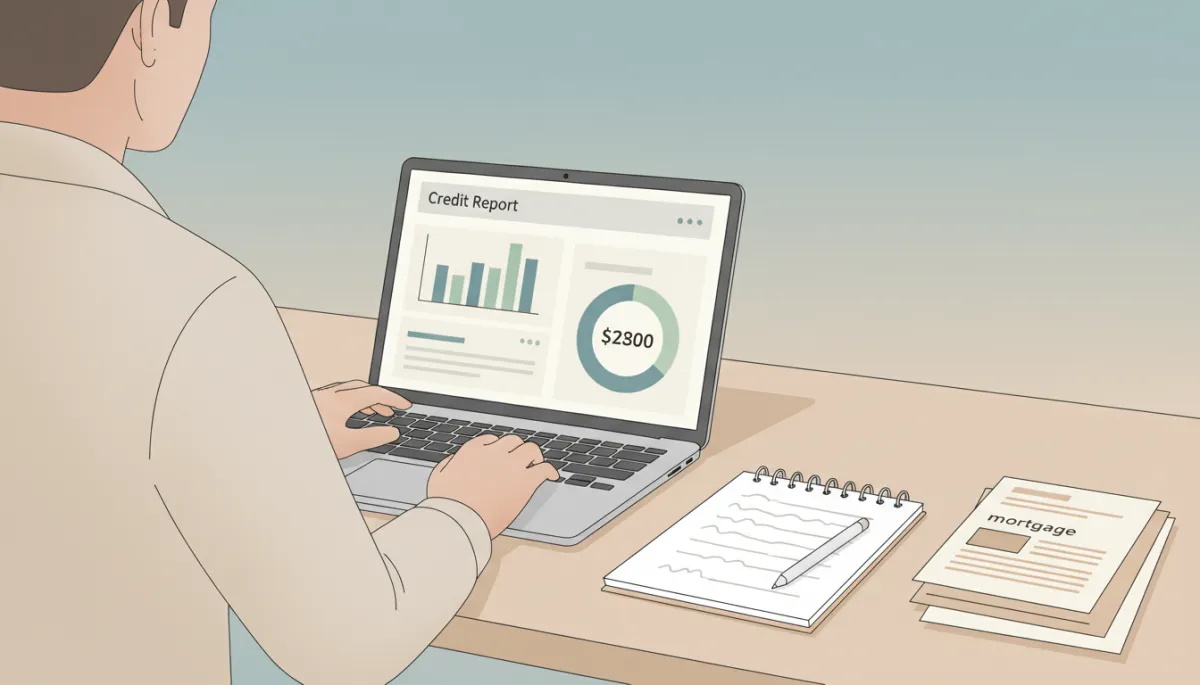 Homebuyer reviewing a detailed credit report before mortgage closing