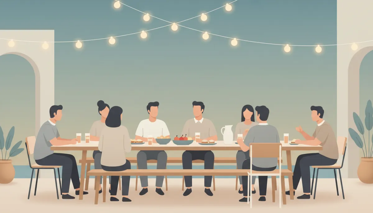 Neighbors socializing at a casual outdoor gathering in their community Neighbors socializing at a casual outdoor gathering in their community