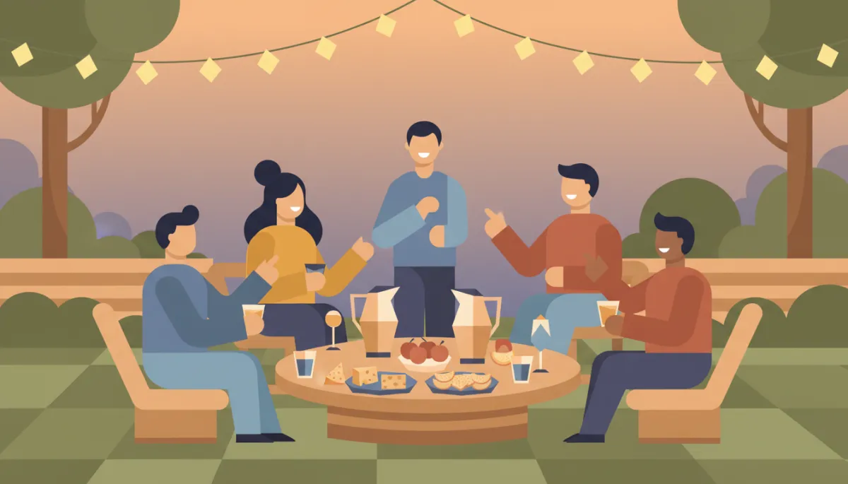 Neighbors gathered casually in a shared outdoor space