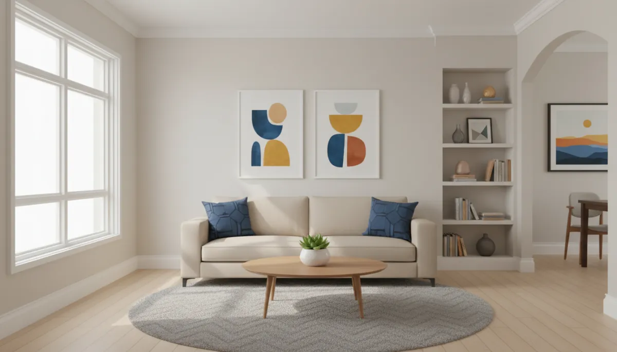 Neatly staged living room prepared for a real estate showing