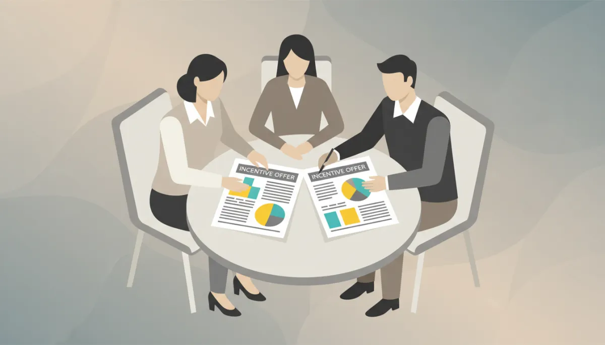 Buyers comparing different builder incentive options with a real estate professional