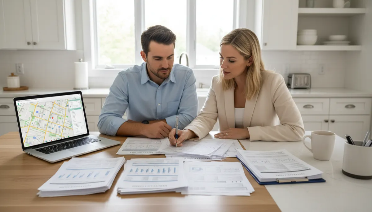 Buyer reviewing homeownership costs with an agent