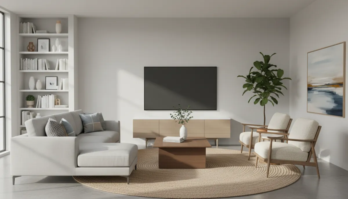 Beautifully staged living room prepared for a real estate showing