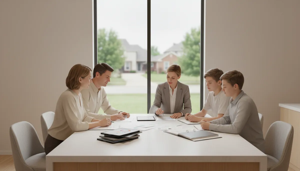 Homebuyers in Warren County meeting with a local real estate agent at a kitchen table