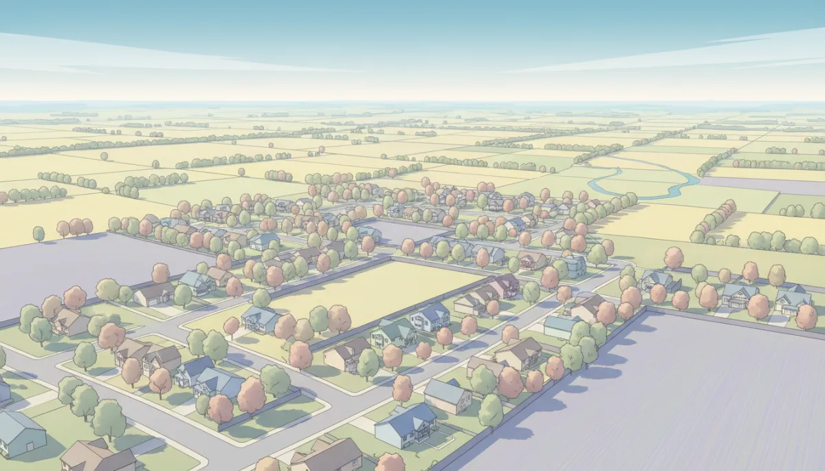 Aerial view of a residential neighborhood in Warren County Missouri