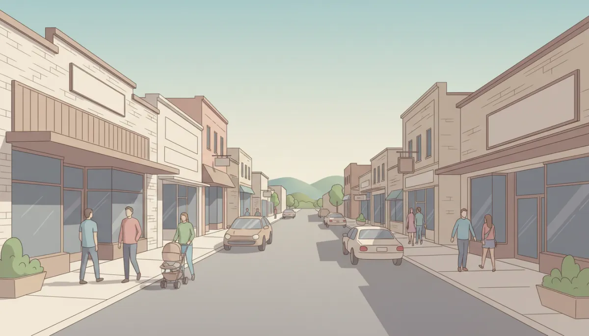 Main street style commercial area with local shops in Warrenton Missouri