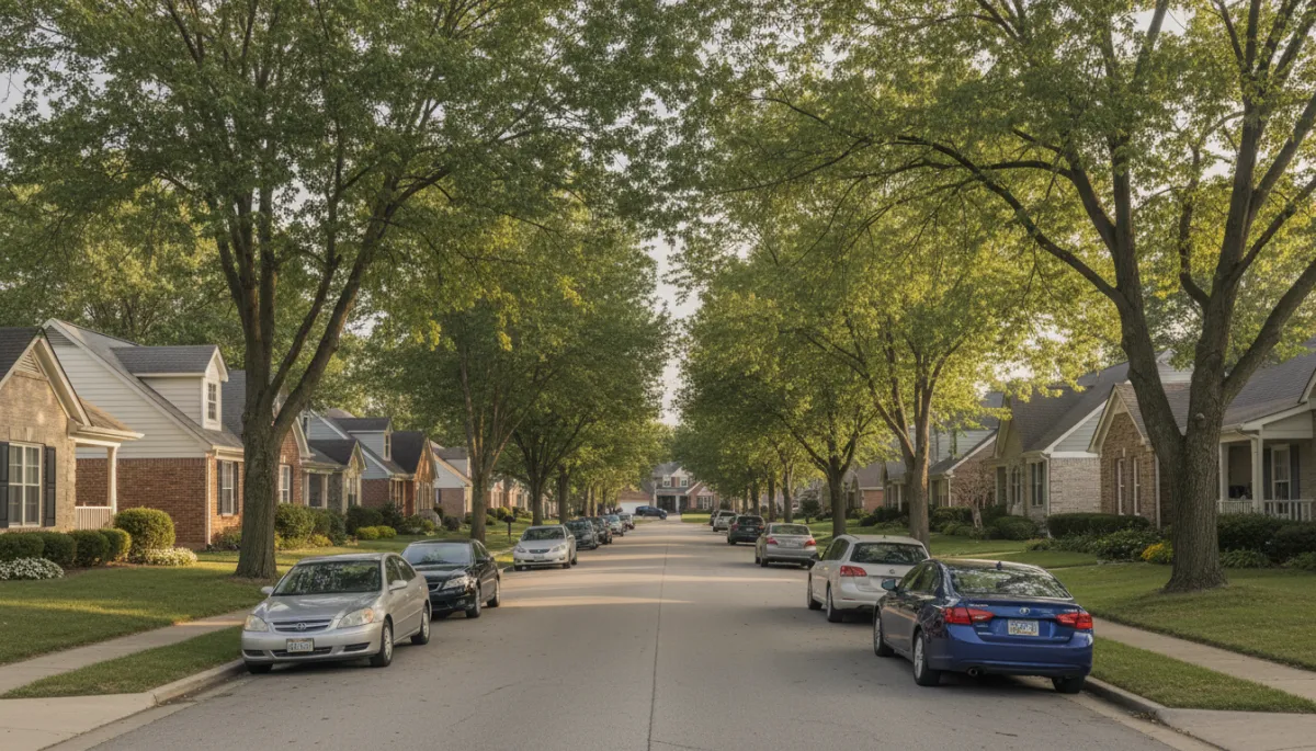 Residential street with well-kept homes in Warrenton Missouri Residential street with well-kept homes in Warrenton Missouri