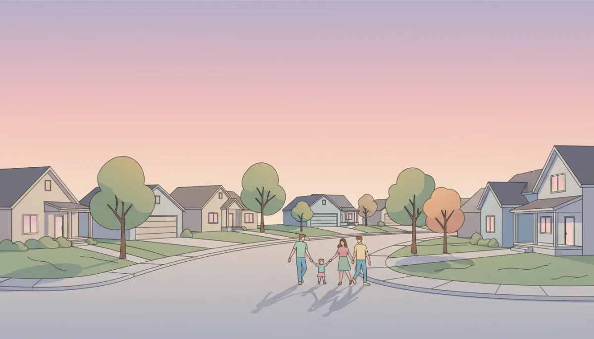 Quiet residential street with well-kept homes in Warren County