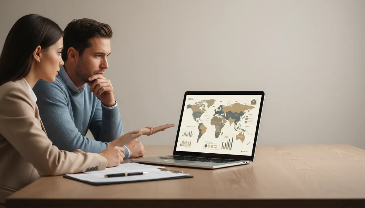 Real estate agent explaining regional housing trends to a home seller