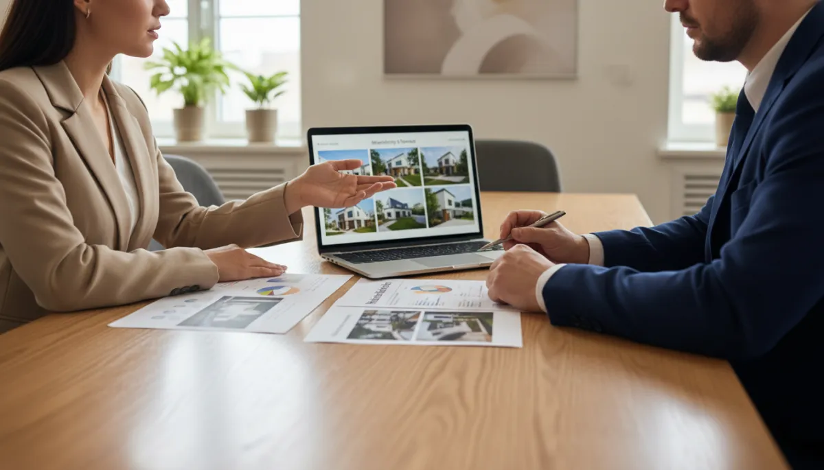 Real estate agent presenting a marketing strategy to a client