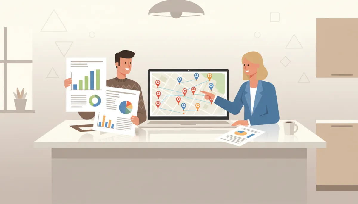 Agent and homeowner reviewing neighborhood sales data together