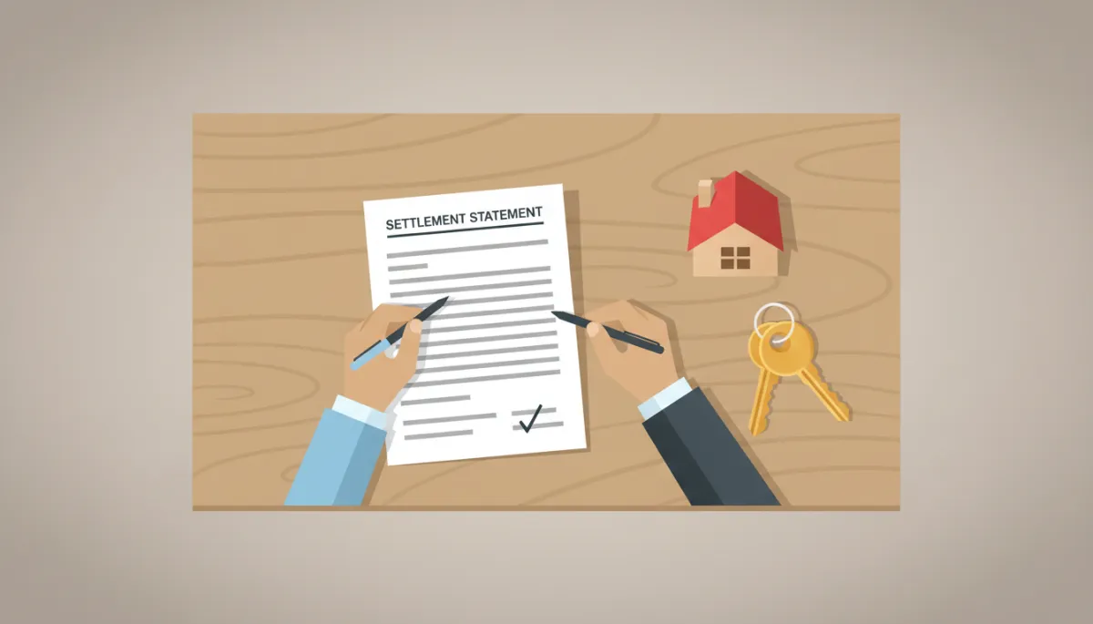 Closing documents and keys representing paying off a mortgage at sale