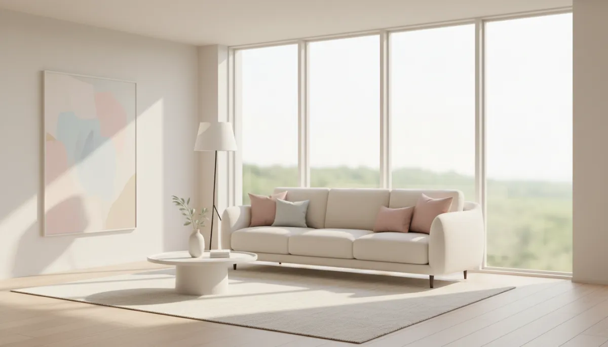 Bright, staged living room with neutral decor and natural light Bright, staged living room with neutral decor and natural light