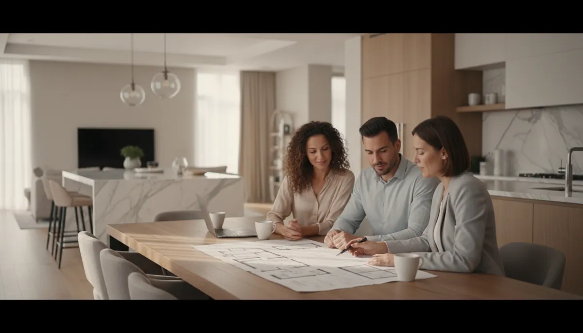 Buyers and agent reviewing paperwork after a pending deal changes